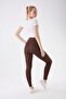 706 Brown Color Extra Soft Textured, Firming and Flexible Effect Normal Waist Leggings - 2