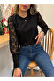 Women's Long Sleeve Crew Neck Floral Sleeves Waffle Blouse - 7