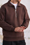 Men's Zippered Oversize Brown Sweatshirt - 5