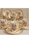 Esterhomedecor 6-Person Porcelain Hand-Painted Coffee Cup Set - 4