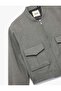 Long Sleeve College Collar Pocket Detailed Bomber Jacket - 6