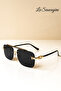 Luxury Black Glass Gold Chain Detailed Unisex Sunglasses