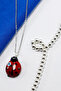 Red Cute Glass Ladybug Stainless Steel Chain Bijoux Necklace, Gift Necklace - 4