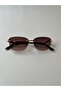 Square Glass Unisex Sunglasses with Thin Gold Detail - 3