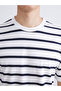 Esvab • Modern & Distinctive Zero Roba Collar Striped Combed Cotton Men's T-Shirt - 4