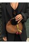 Cherry Charm Suede Women's Hand and Shoulder Bag Brown