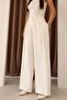 Women's White Pleated High Waist Palazzo Pants