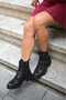 84100 Genuine Leather Band Detailed Lace-Up-Zippered Non-Slip Rubber Sole Boots - 8