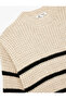 Stripe Patterned Crew Neck Long Sleeve Knit Sweater - 5