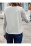 Women's Long Sleeve Crew Neck Floral Sleeves Waffle Blouse - 2