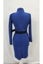 Women's Long Sleeve High Neck Belted Waist Pocketed Midi Imported Crepe Dress - 5