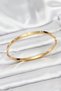 316L Steel Gold Color Zircon Stone 65 mm Thin Women's Handcuff Bracelet Tj-Bb7914