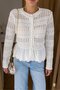 Women's Cream Brode Detailed Ruffled Openwork Cardigan Bohemian Style