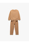 2-Piece Cotton Tracksuit Set Crew Neck Long Sleeve Top and Lace-Up Waist Bottom - 2