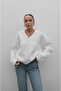 Ecru V-Neck Soft Textured Sweater