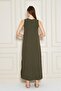Women's Khaki Zero Sleeve Aerobin Fabric A-Line Slit Maxi Summer Dress 700-3760330 - 4
