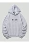 3 İplik Art Life Sweatshirt - Gray Printed Oversize Hooded Sweatshirt - 2