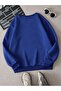 Everyday Things Winter Thick Sweatshirt - Sax Blue Printed Oversize Ribbed Crew Neck - 2