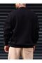 Player 75 Sweatshirt - Black Printed Oversize Ribbed Crew Neck - 2