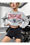 3 Thread Chicago Windy City Sweatshirt - Gray Printed Oversized Crew Neck - 4