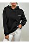 3 Thread Los Angeles Minimal Sweatshirt - Black Printed Oversize Hoodie - 4