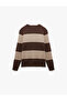 Long Sleeve Crew Neck Striped Sweater - 4