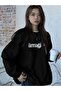 Women's Imaginic Print Oversize Crew Neck Sweatshirt - 3
