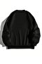 Book Music Sweatshirt - Black Printed Oversize Ribbed Crew Neck - 2