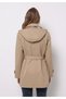 Regular Fit Hooded Buttoned Lined Detachable Hooded Women's Beige Coat - 2