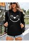 3 Thread Heart Face Sweatshirt - Black Printed Oversize Hooded Hoodie - 4