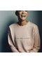 3 İplik Story Winter Thick Sweatshirt - Beige Printed Oversize Raised Crew Neck