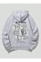 3 İplik Art Life Sweatshirt - Gray Printed Oversize Hooded Sweatshirt