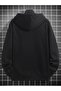 3 Thread Deer Logo Sweatshirt - Black Printed Oversize Hoodie - 3