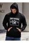 3 İplik True Religion Sweatshirt - Black Printed Oversize Hooded Sweatshirt - 5