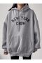 3 İplik New York Crew Sweatshirt - Gray Printed Oversize Hoodie - 3