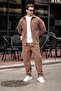 Brown Melton Men's Shirt and Trousers Two-Piece Set E7328 - 2