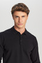 Men's Black Cotton Standard Fit Regular Cut Polo Neck Knitwear Sweater - 4
