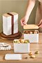 Bamboo Lid 2-Tier Storage Container Set (2X1 Lt) – Striped Pattern Plastic Body, with Elastic Strap - 2