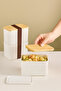 Bamboo Lid 2-Tier Storage Container Set (2X1 Lt) – Striped Pattern Plastic Body, with Elastic Strap
