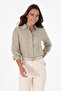 Women's Light Khaki Long Sleeve Shirt 50309025-Vr183 - 3