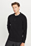 Men's Black Cotton Standard Fit Regular Cut Jacquard Polo Neck Knitwear Sweater - 4
