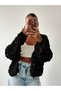 Women's Knitwear V-Neck Crop t Sleeve Soft Openwork Buttoned Loose Trendy Knit Cardigan Black - 5