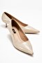 Beige Short Heeled Women's Stiletto