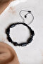 Certified Shungite-Hematite Natural Stone Macrame Adjustable Zircon Apparatus Bracelet No:2 - 3
