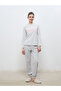 Crew Neck Embroidered Women's Pajamas Set - 2