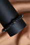 Certified Shungite-Hematite Natural Stone Macrame Adjustable Zircon Apparatus Bracelet No:2 - 5