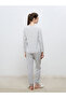 Crew Neck Embroidered Women's Pajamas Set - 4