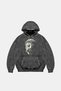 Buddha Printed Oversize Unisex Washable Black Hoodie