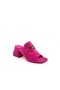 Suede Leather Pink Heeled Slippers - 2