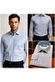 Italian Cut Sky Blue Men's Shirt Striped